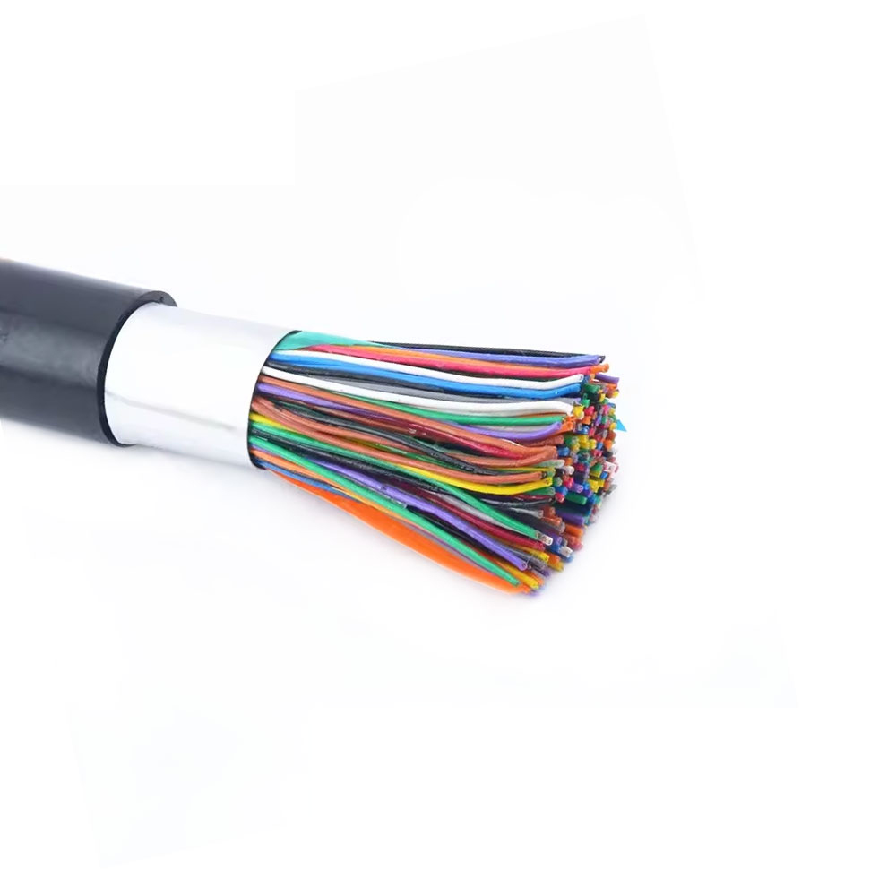 HYFAT: Polyolefínová izolácia s medeným jadrom, vyplnená bariérová vrstva proti vlhkosti, miestny komunikačný kábel s polyetylénovým plášťom
